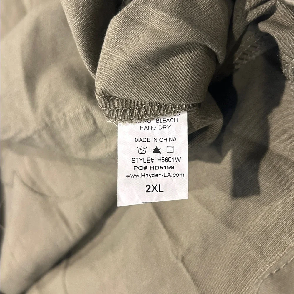 Hayden Embroidered Utility Jacket olive green Size 2x Cinch waist Snap Closure - Picture 7 of 8